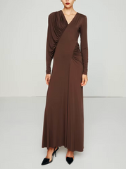 Draped Long-Sleeve Asymmetric Dress - Noise