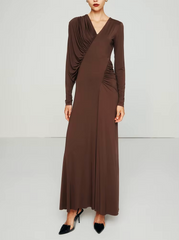 Draped Long-Sleeve Asymmetric Dress - Noise