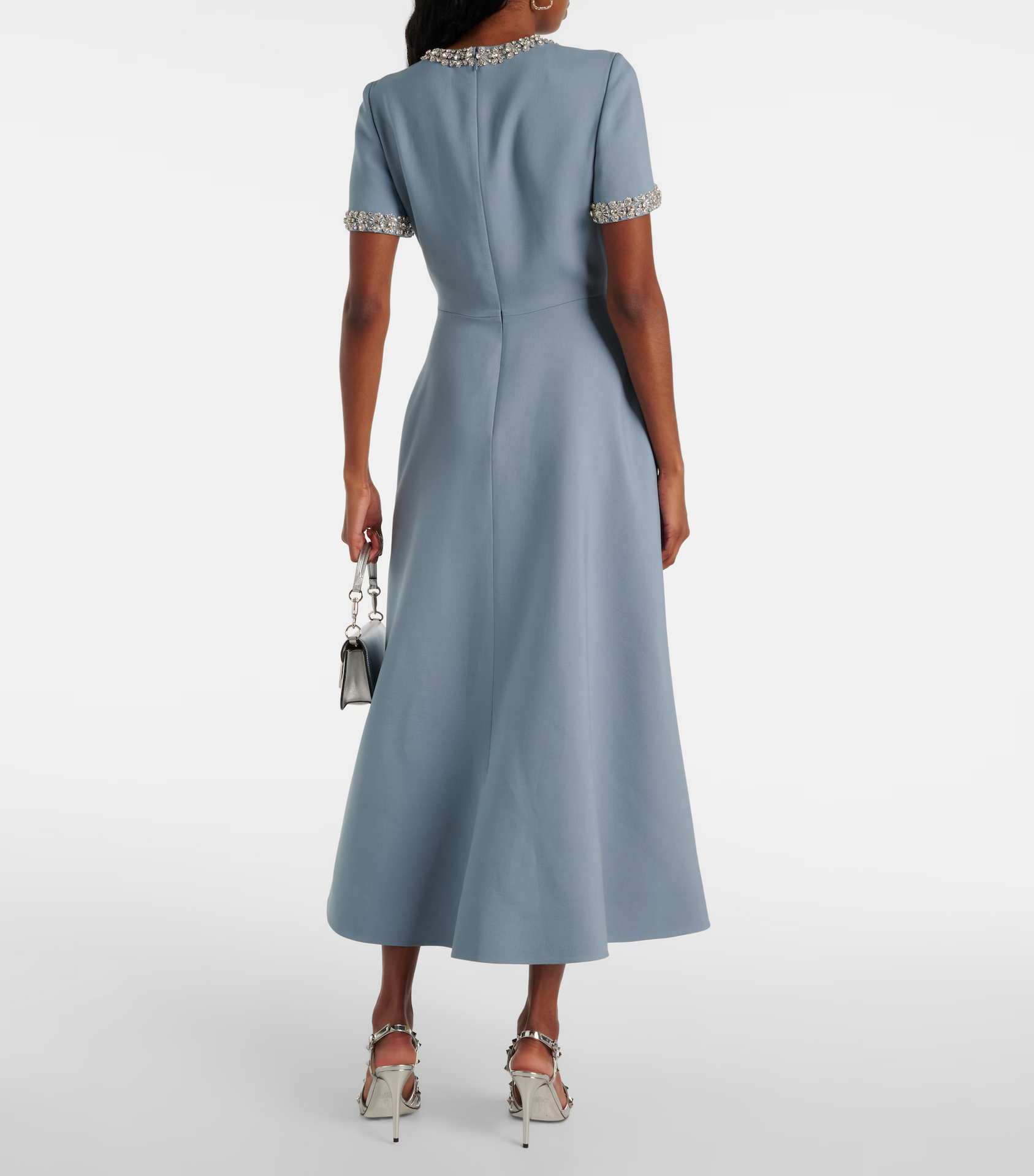 Short-sleeve A-line dress with embellished bows - Nutrodi