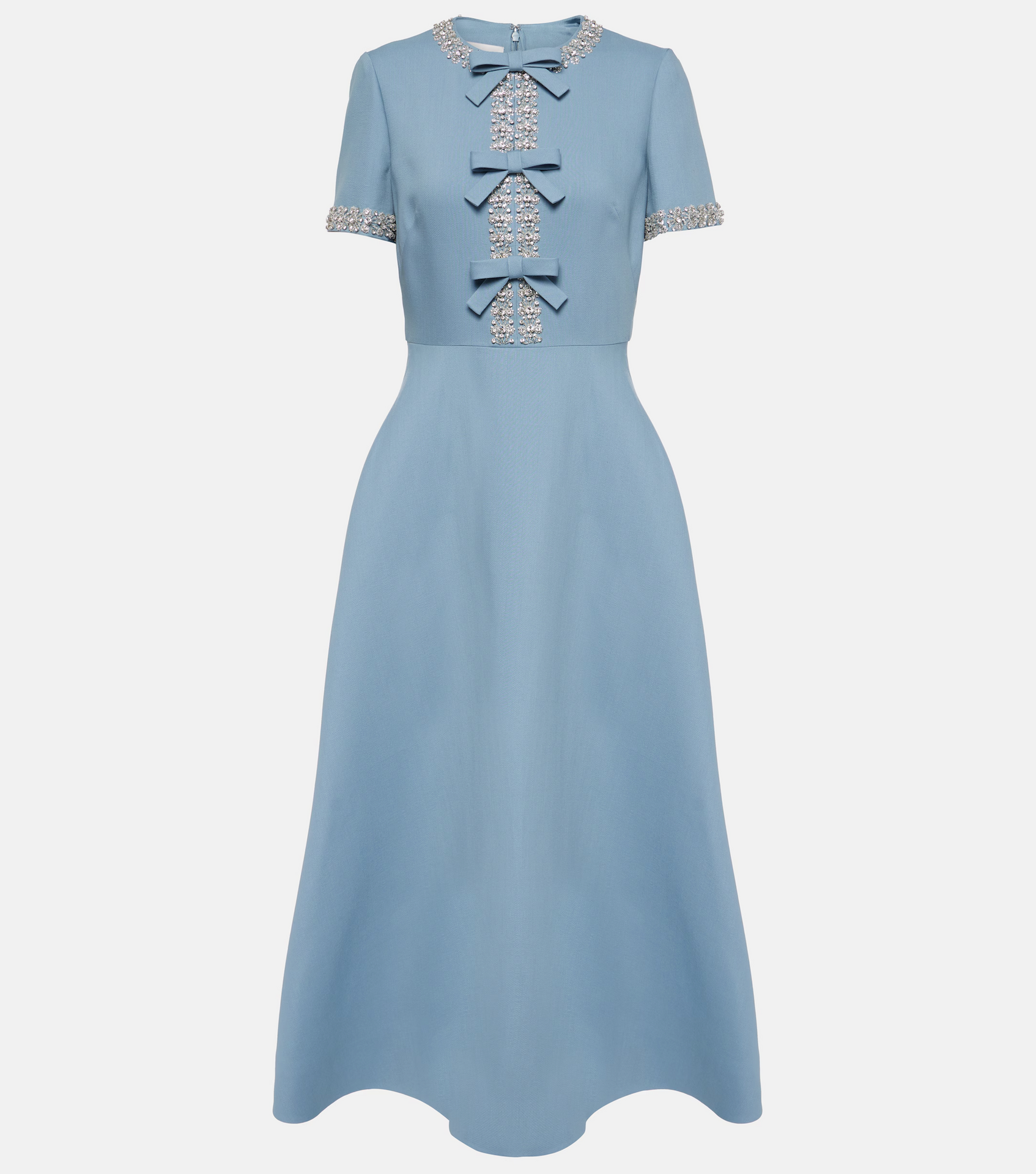 Short-sleeve A-line dress with embellished bows - Nutrodi