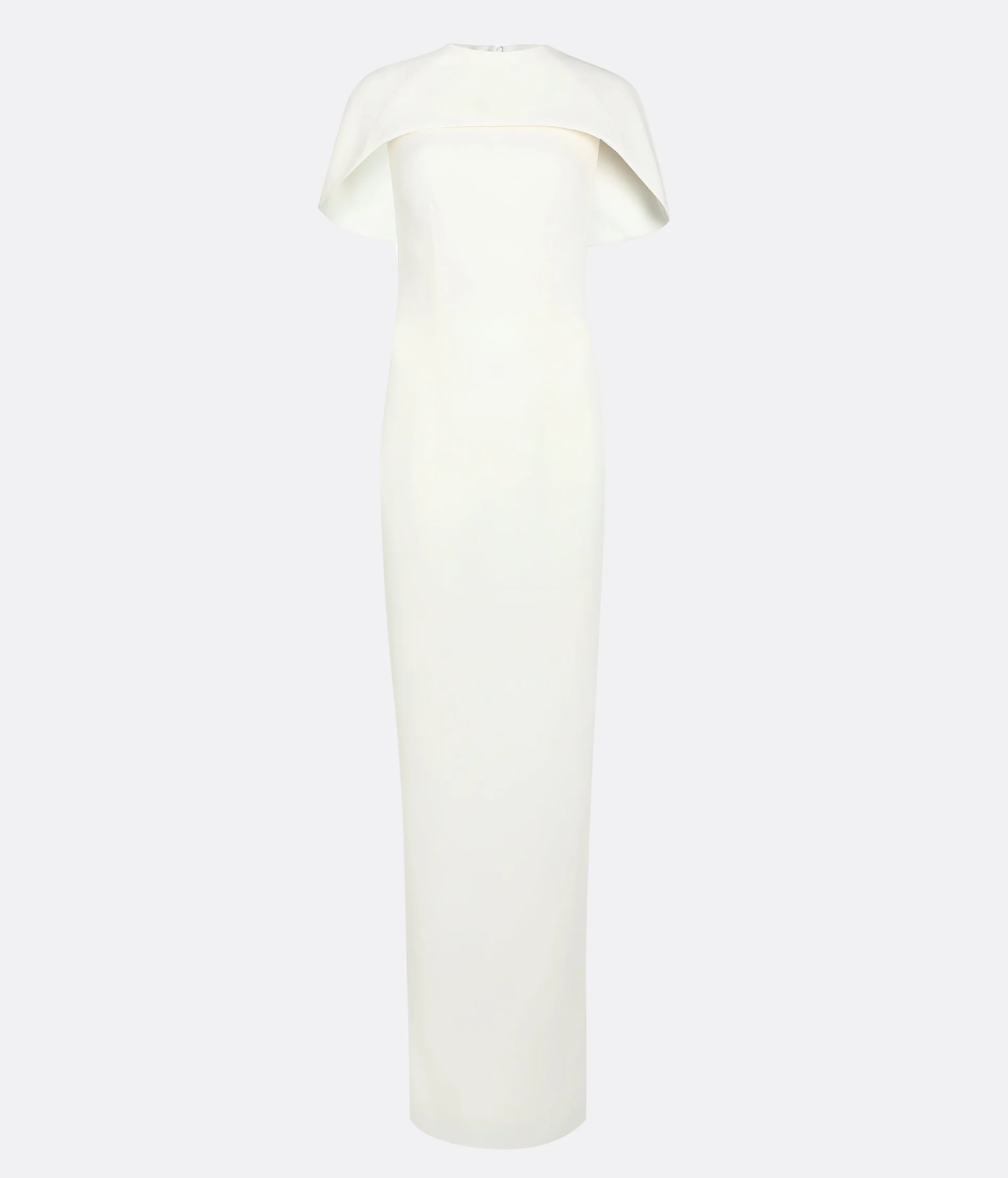 high-neck column dress with sculpted shoulder cape – Gofaan