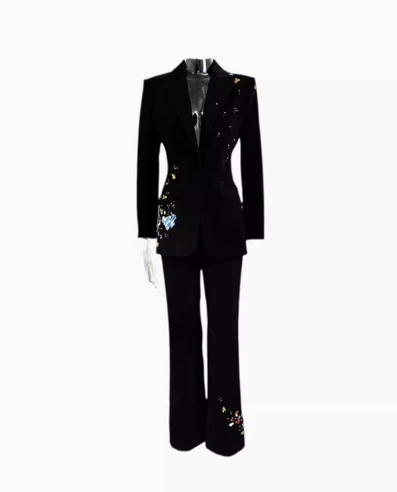 tailored pantsuit with floral sequin embroidery – LORVA