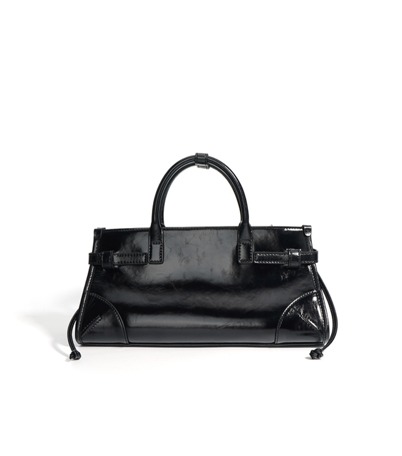 patent leather top-handle bag with belt strap – NOIZS