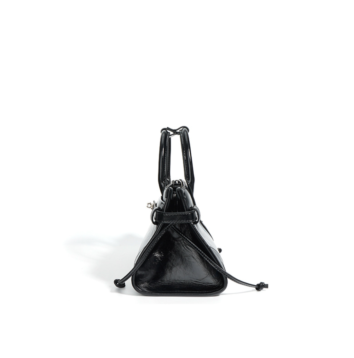 patent leather top-handle bag with belt strap – NOIZS