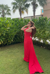 Sleeveless column dress with bow accent - Lura