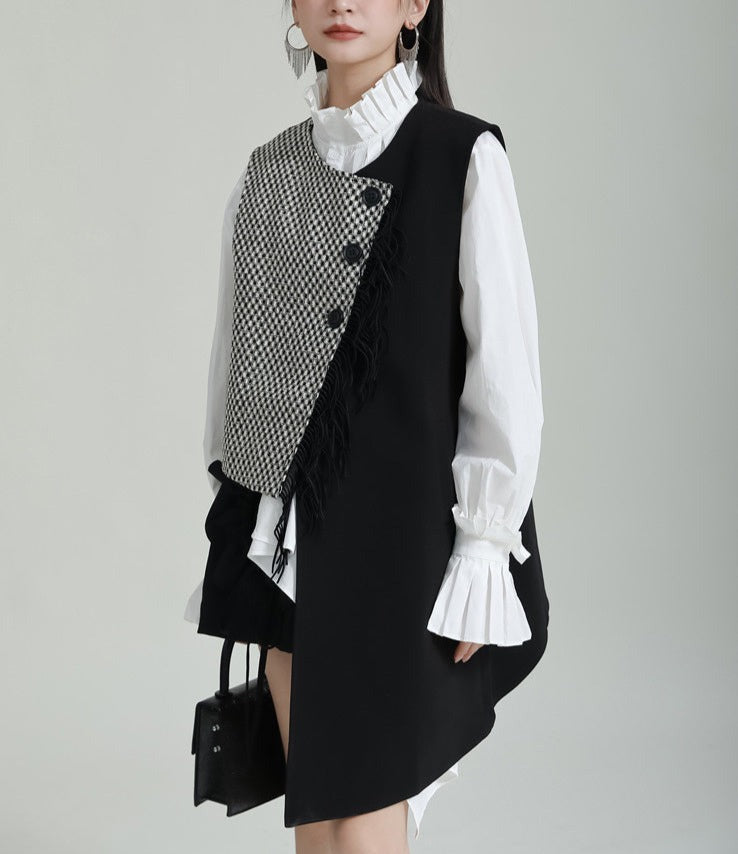 sleeveless asymmetric vest with contrast panel - Tanaquil