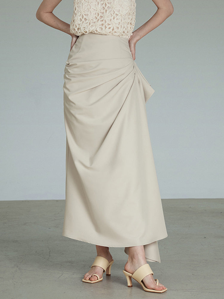 draped maxi skirt with side gather - Whan