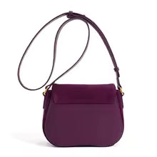 suede flap shoulder bag with gold sculpted lock - IRIXIS