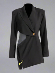 asymmetrical tailored blazer dress with pin detail - Abheera