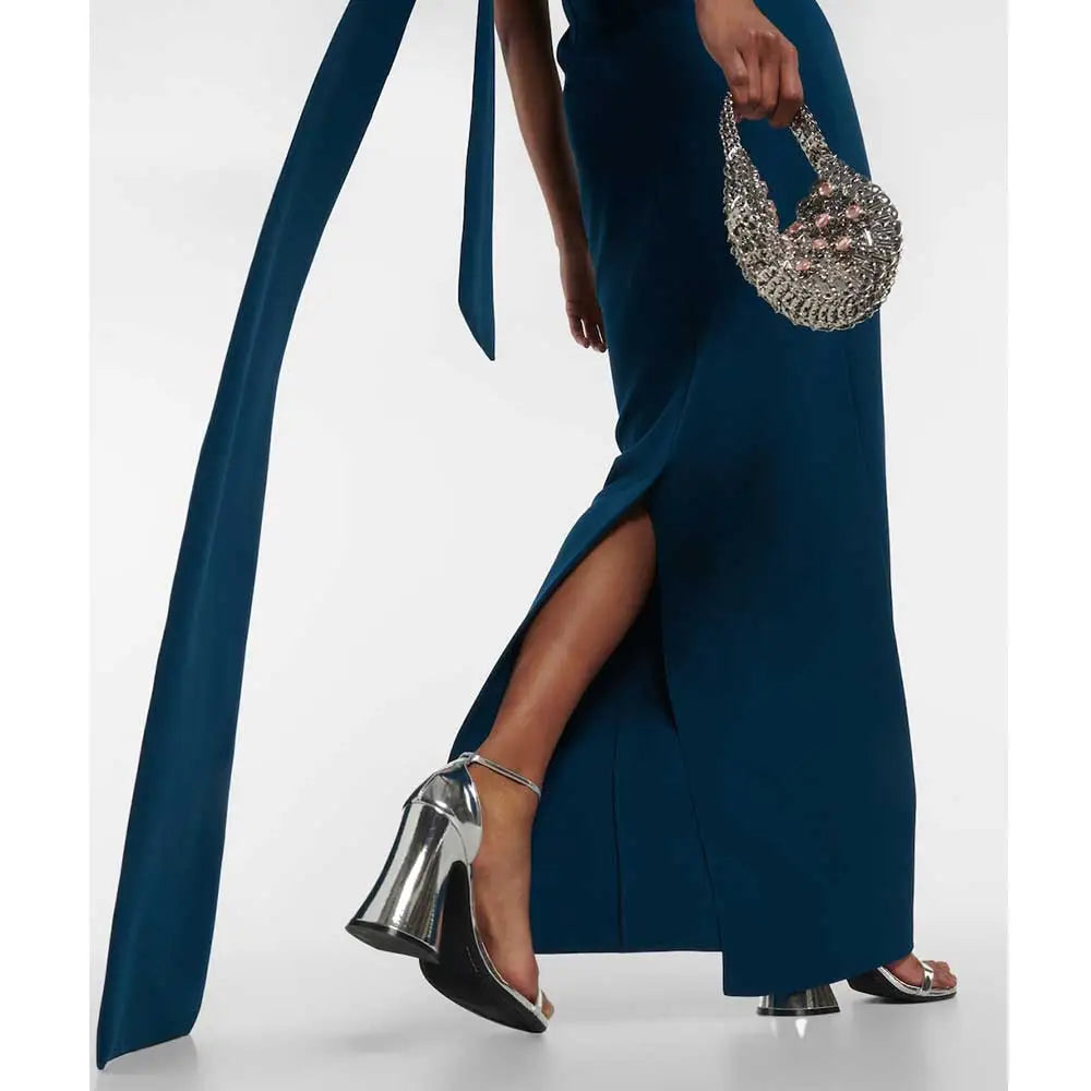 Blue column dress with beaded Capelet  - SURIYA