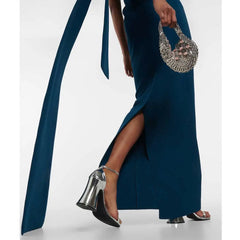 Blue column dress with beaded Capelet  - SURIYA
