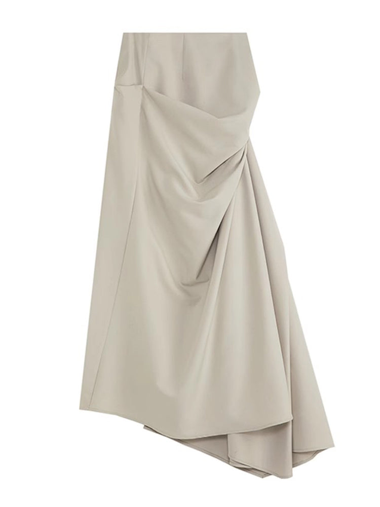 draped maxi skirt with side gather - Whan