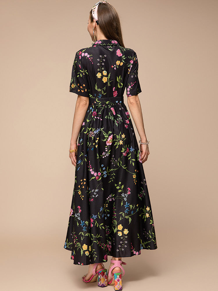 collared floral-print belted maxi dress – Tetyana