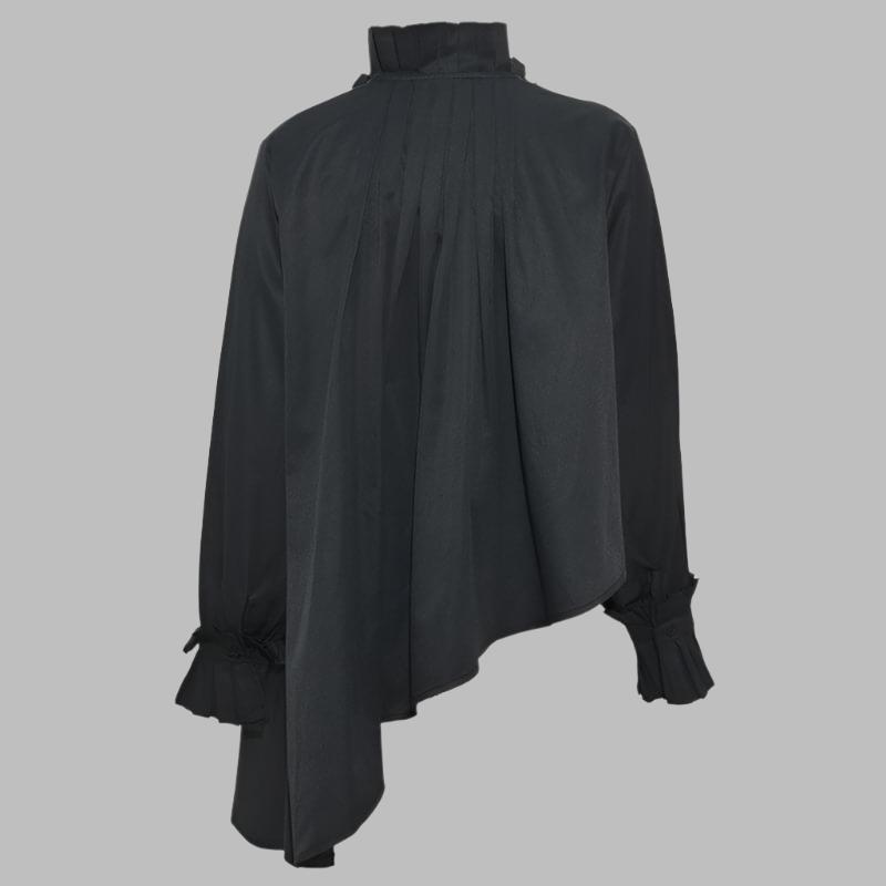 ruffled high-neck blouse with asymmetrical hem - Tujska