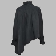ruffled high-neck blouse with asymmetrical hem - Tujska