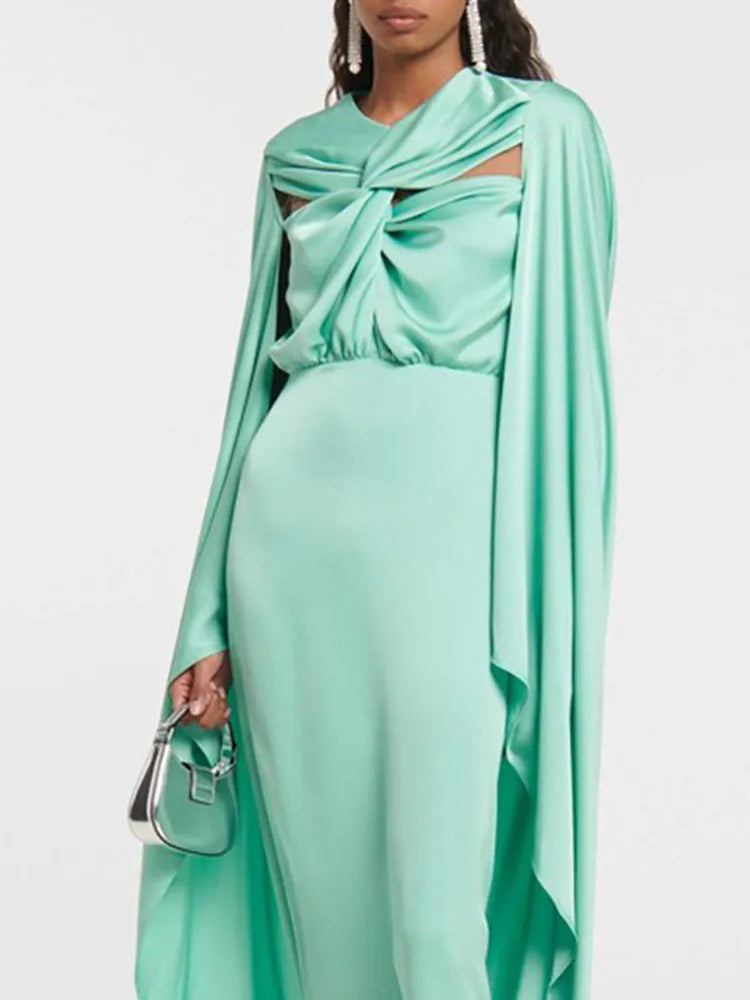 draped cape gown with twist-front bodice – Suvitha