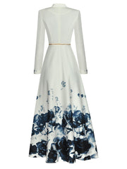floral hem maxi shirt dress with pearl belt – Abilenee