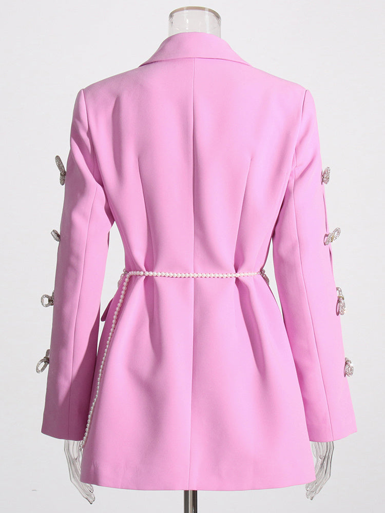 longline blazer with pearl chain and crystal bows – FAYE