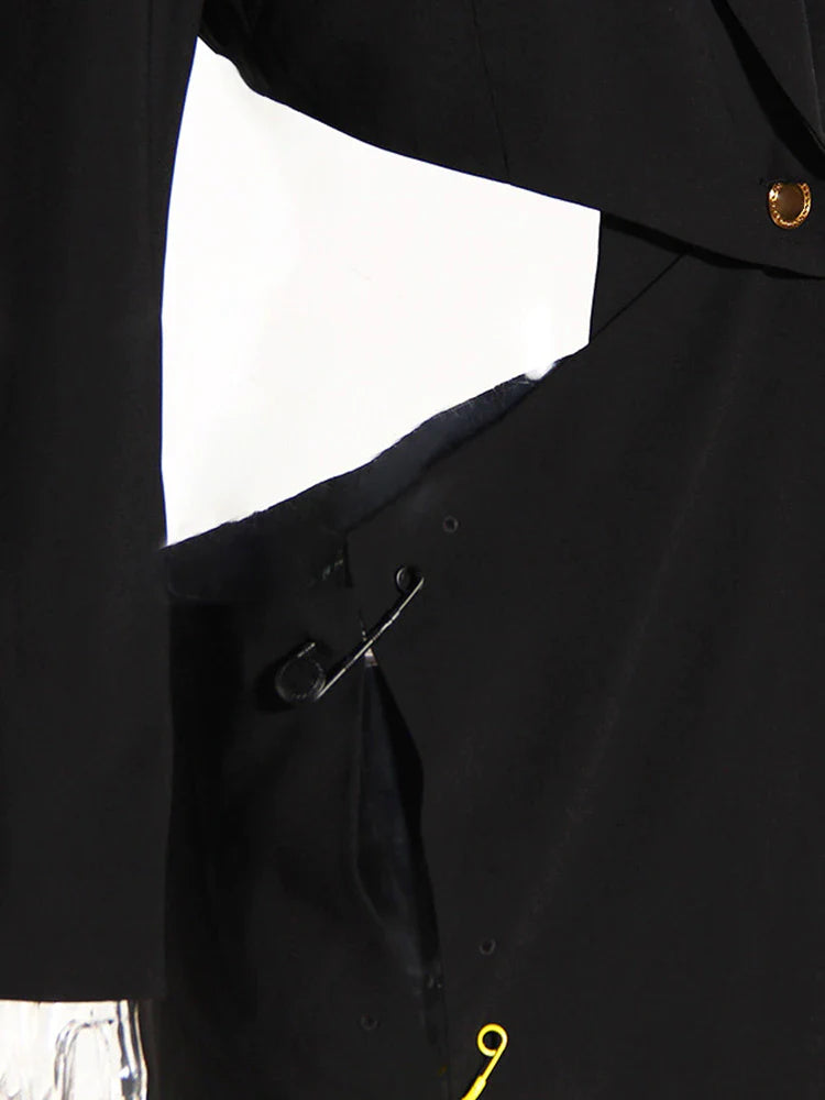 asymmetrical tailored blazer dress with pin detail - Abheera