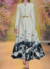 floral hem maxi shirt dress with pearl belt – Abilenee