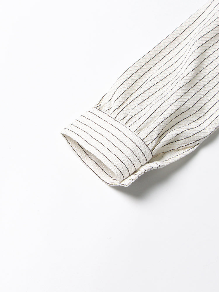 striped longline blouse with layered lapel detail - Terese