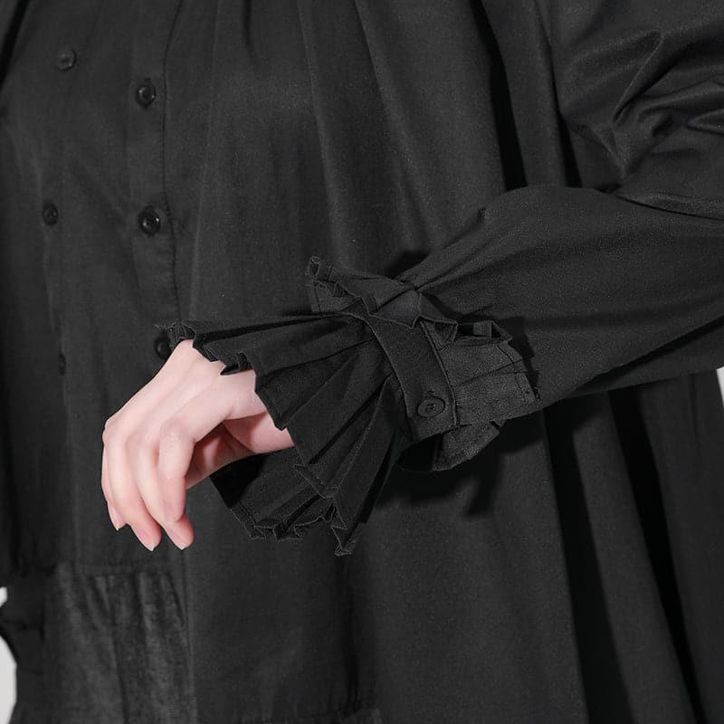 ruffled high-neck blouse with asymmetrical hem - Tujska