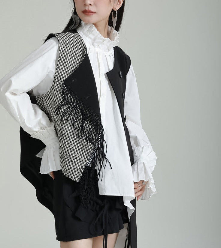 sleeveless asymmetric vest with contrast panel - Tanaquil
