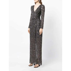 sequin wrap gown with thigh-high slit – Sumona