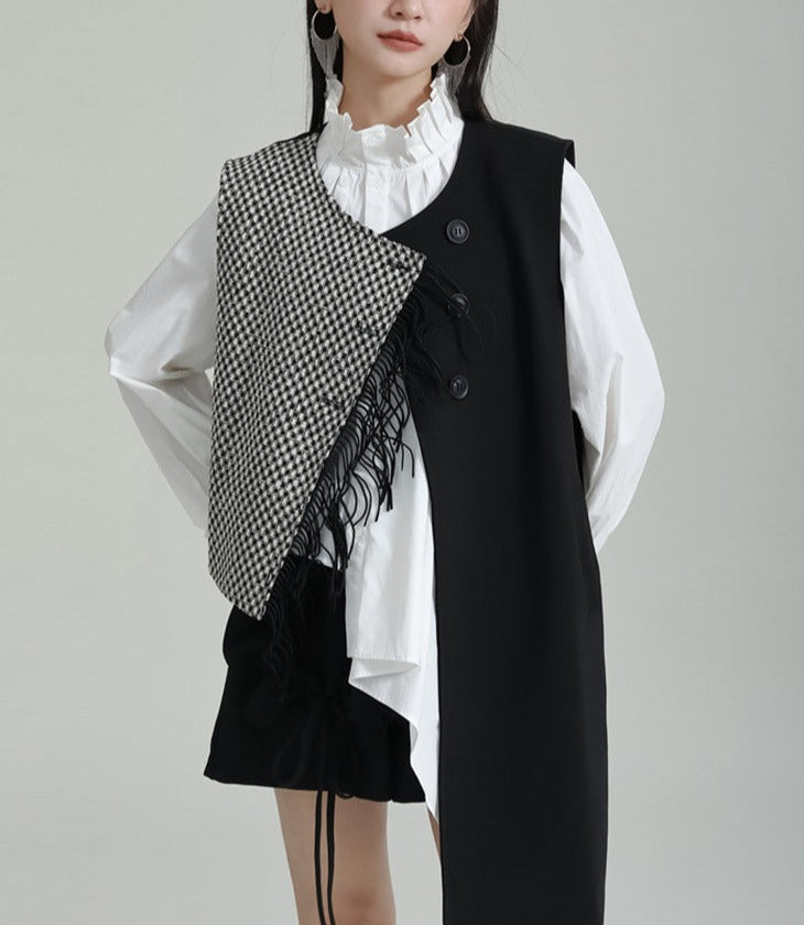 sleeveless asymmetric vest with contrast panel - Tanaquil
