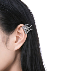 flame-shaped silver earrings with crystal accents –Eimvcan