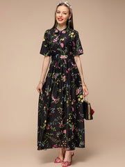collared floral-print belted maxi dress – Tetyana
