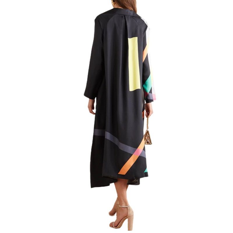 geometric-print A-line midi dress – Teressa