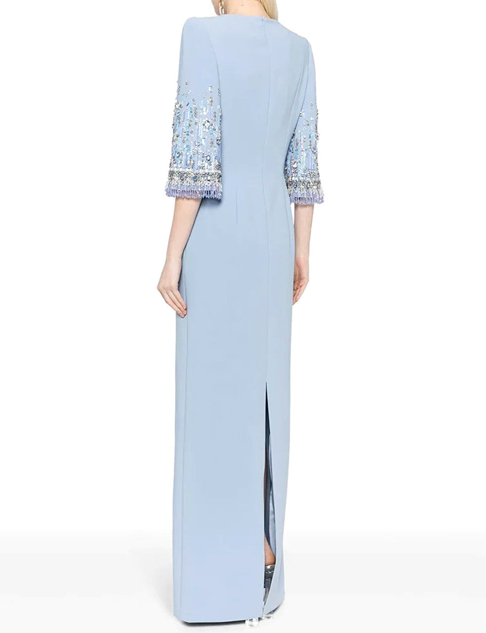crystal-embellished column dress with half sleeves – AURORA