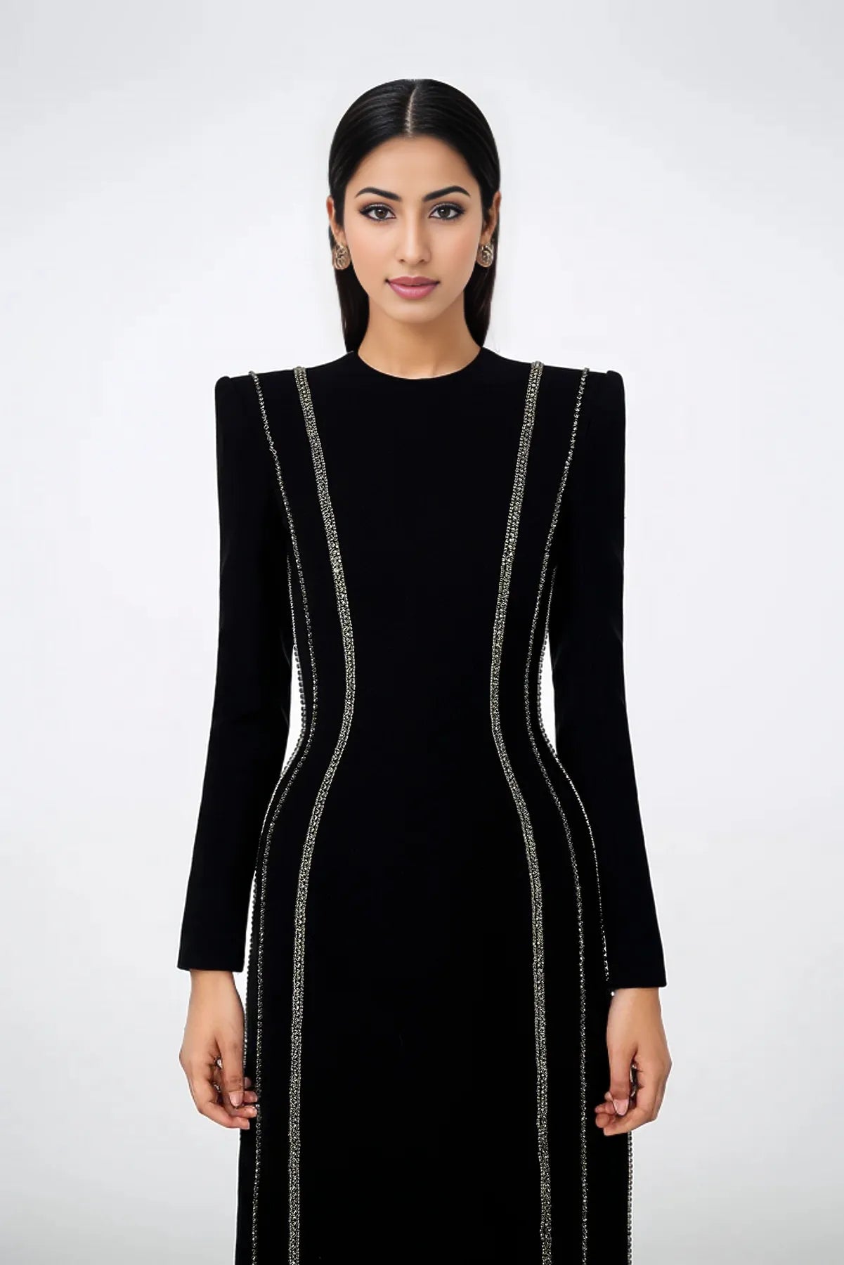 crystal-trim column gown – Zimal