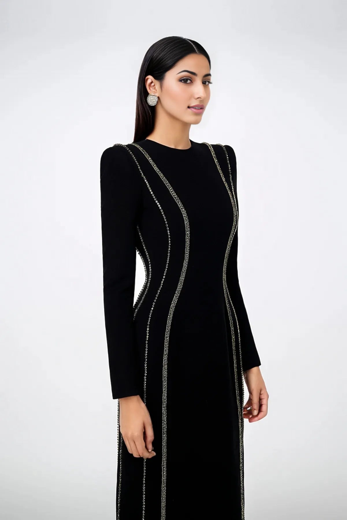 crystal-trim column gown – Zimal