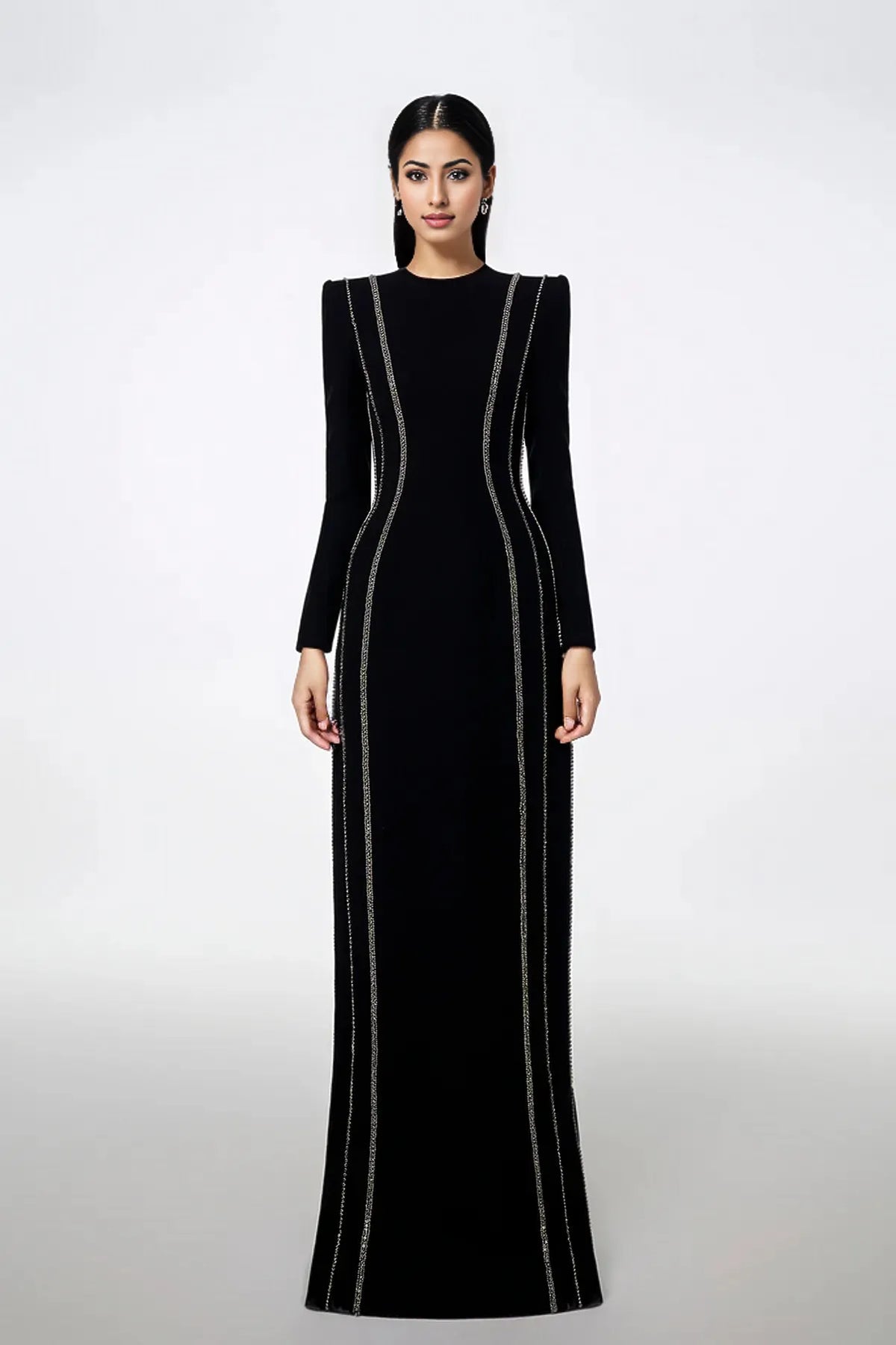 crystal-trim column gown – Zimal
