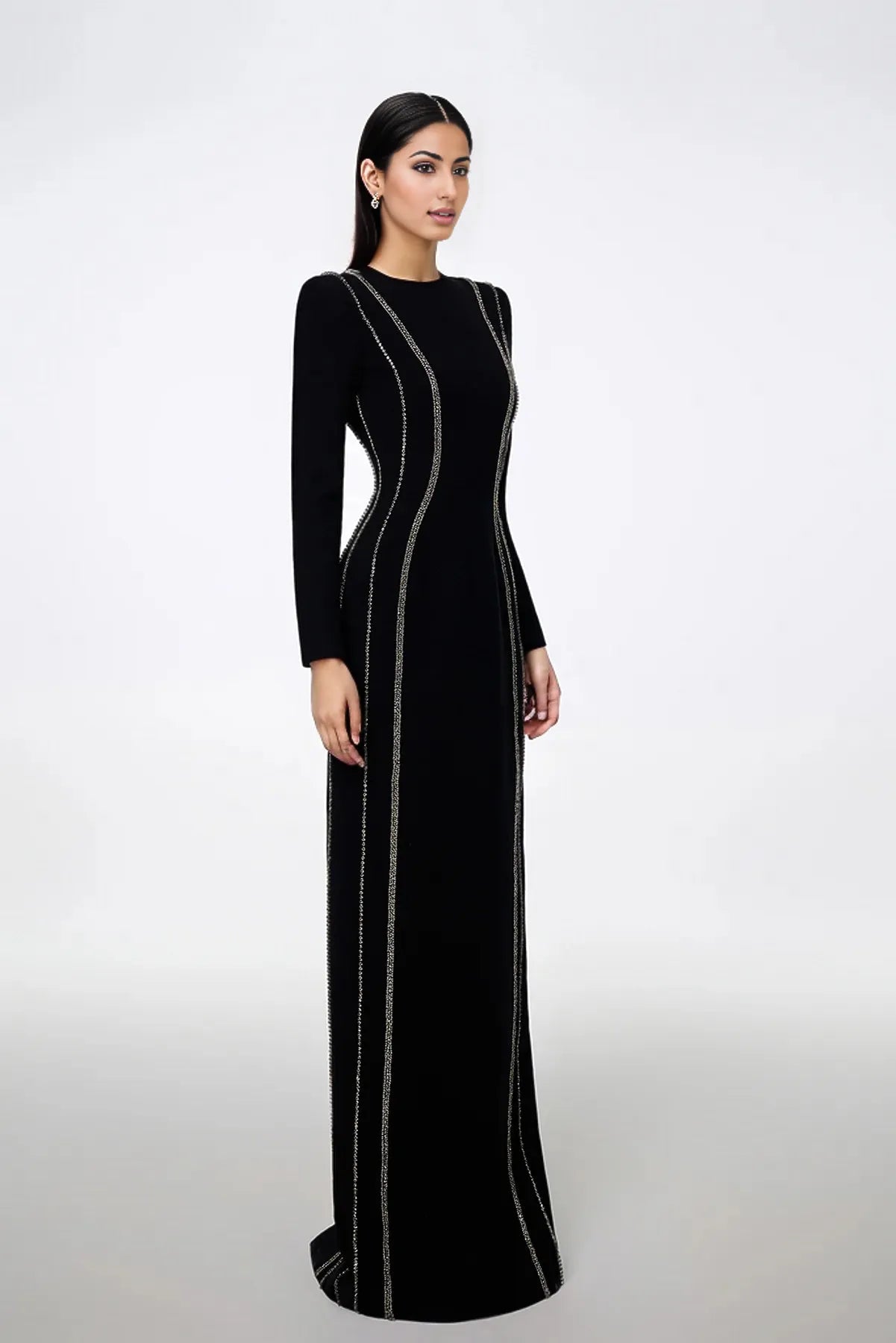crystal-trim column gown – Zimal