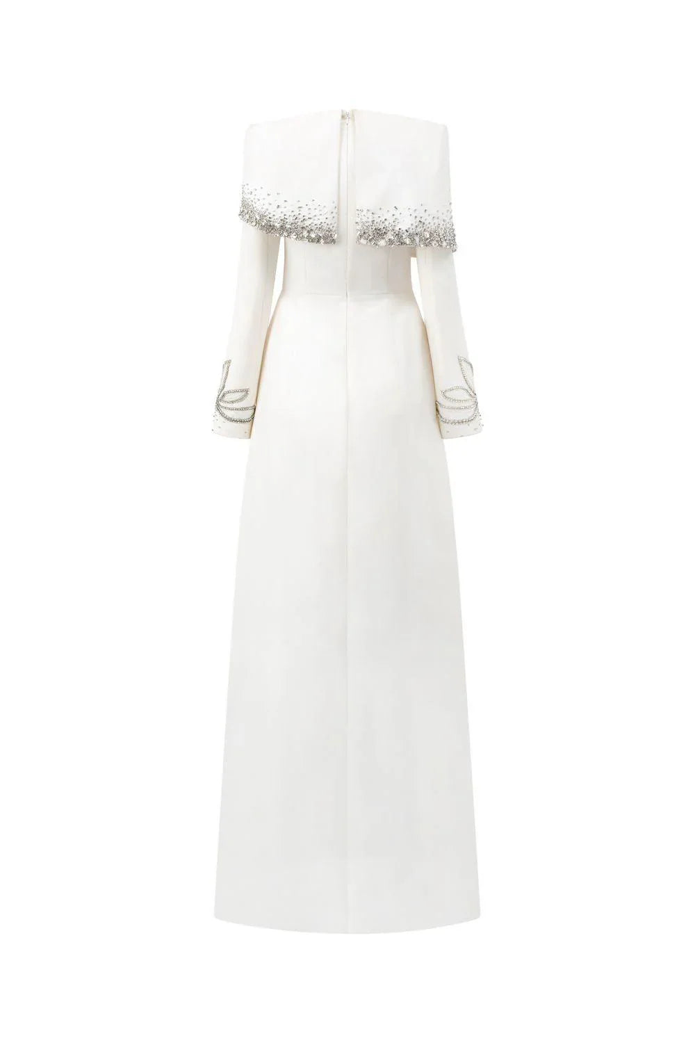 Off-shoulder A-line dress with embellished cuffs - DIANA