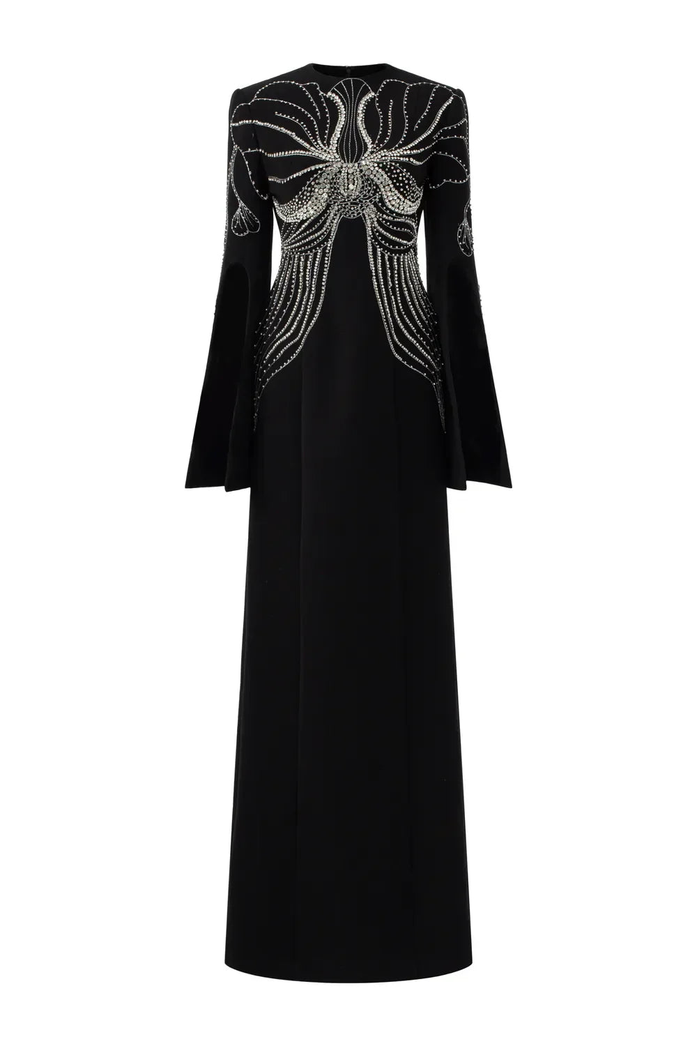 Embellished Column Dress with Cape Sleeves - Marina