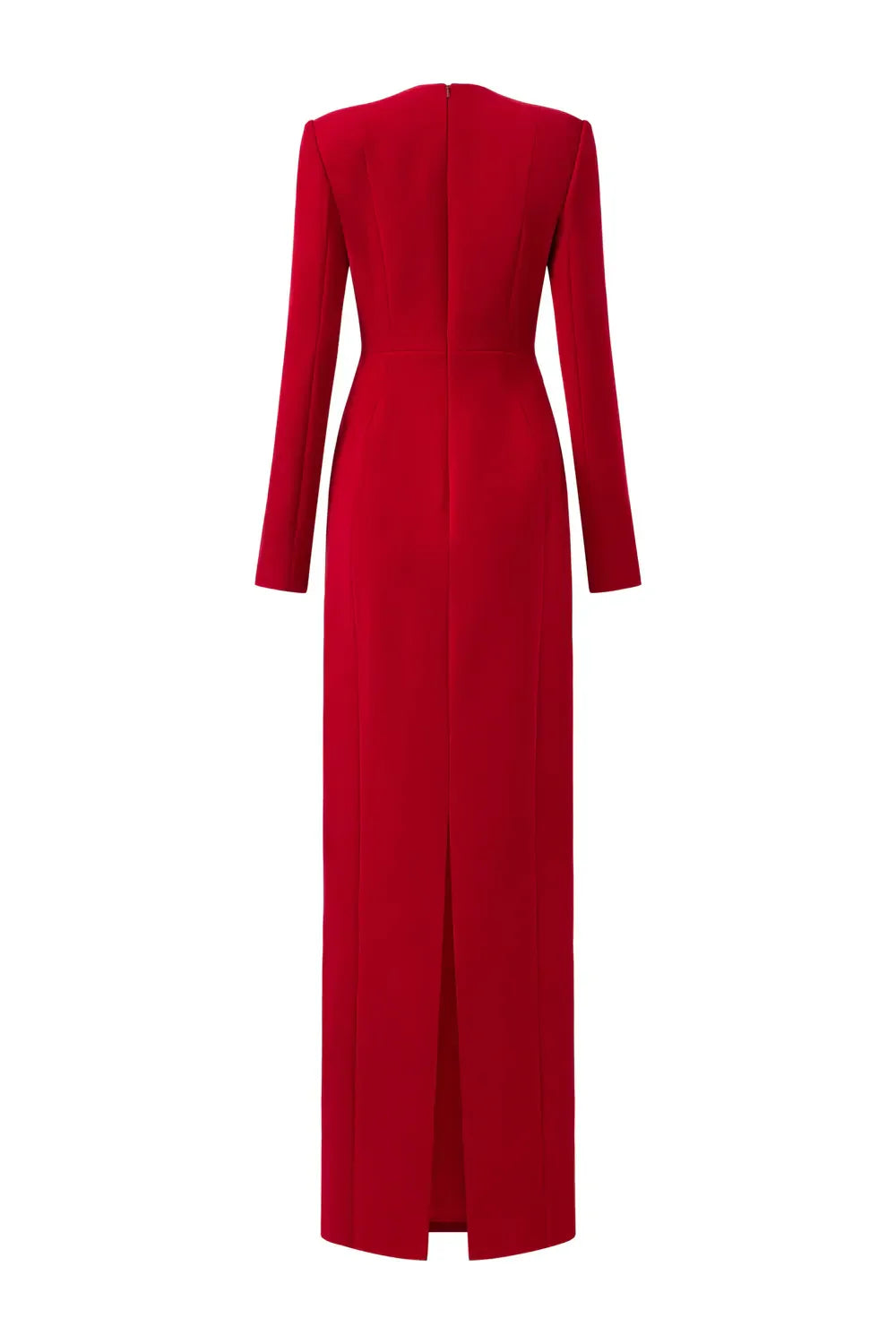 Long-sleeve column dress with floral embellishments - RUBY