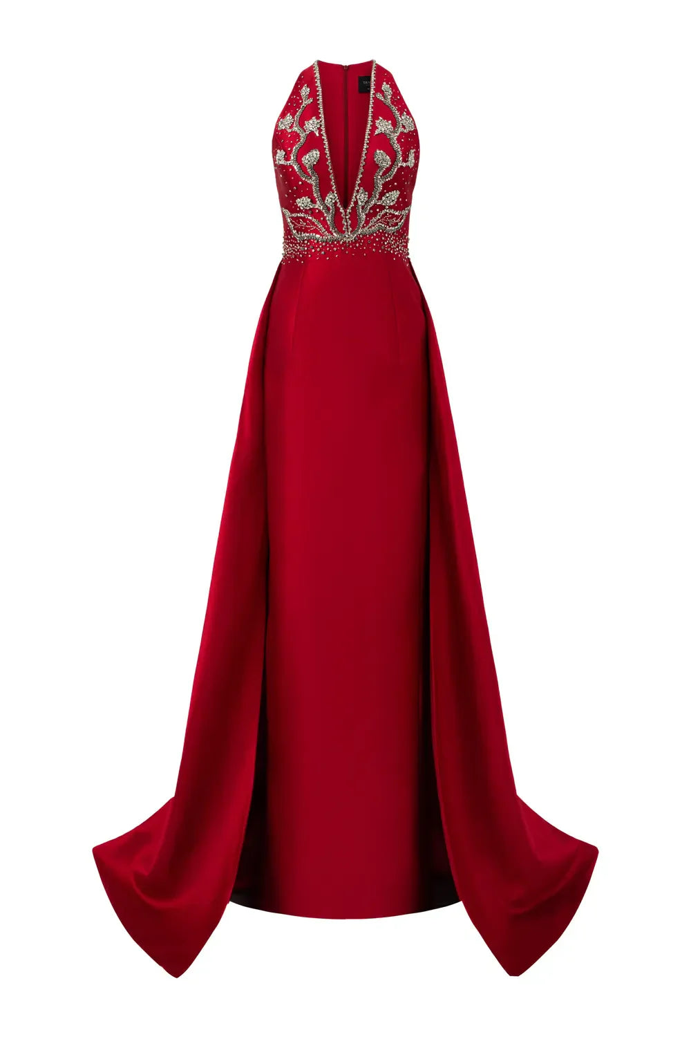 Plunging Halter Gown with Embellished Bodice - Susan