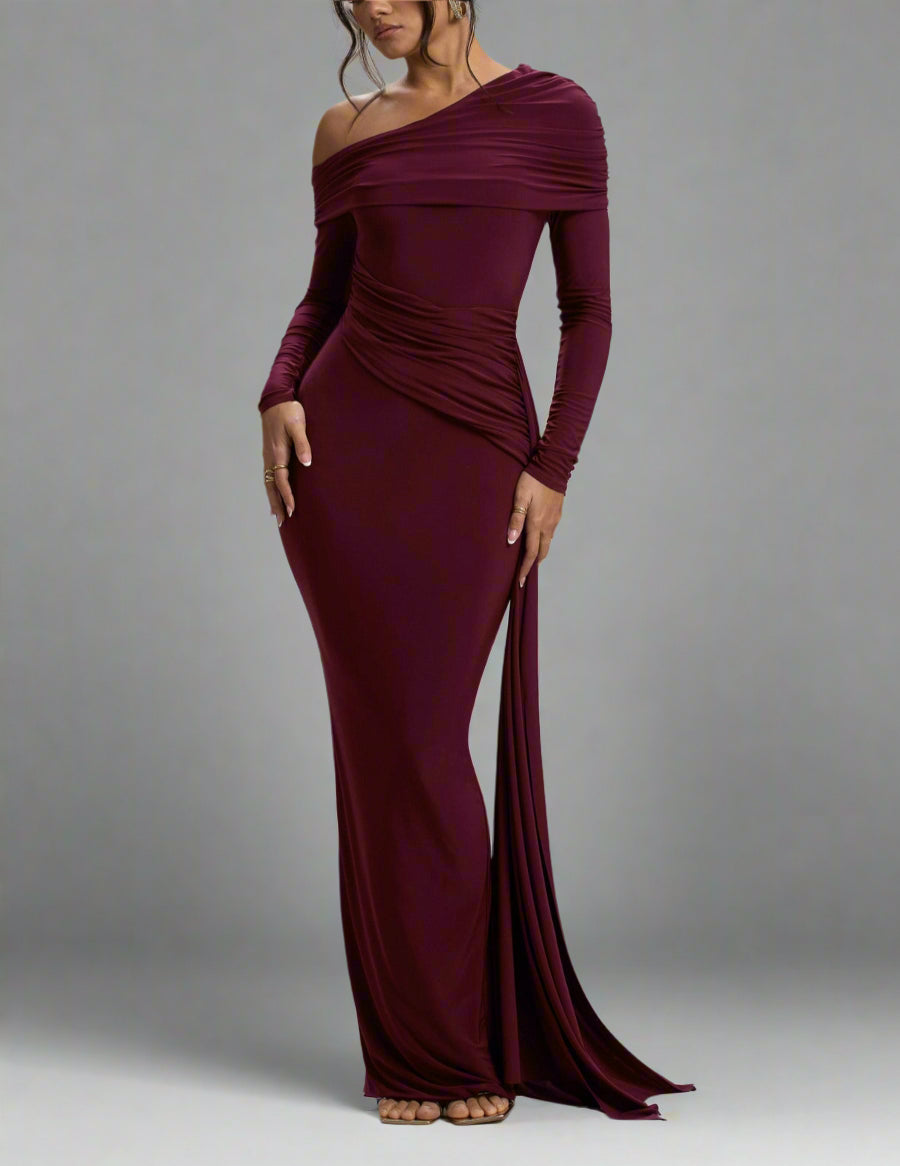 one-shoulder draped jersey gown – Joolen
