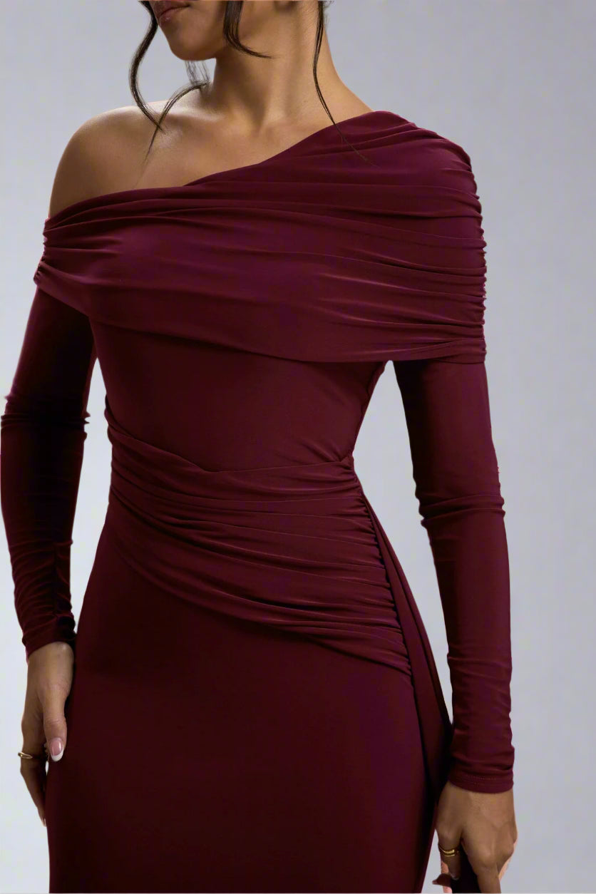 one-shoulder draped jersey gown – Joolen