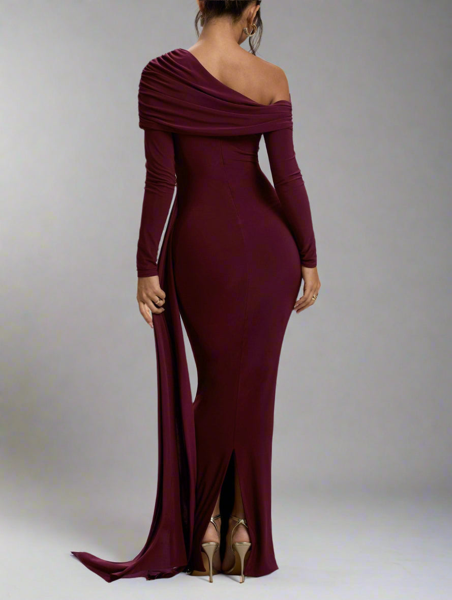 one-shoulder draped jersey gown – Joolen