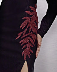 embellished slit velvet gown – Nolah