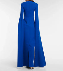 cape-sleeve column gown with cutout neckline – Longier