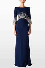 embellished cape sleeve column dress – ELECTRA