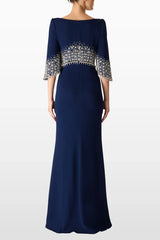 embellished cape sleeve column dress – ELECTRA