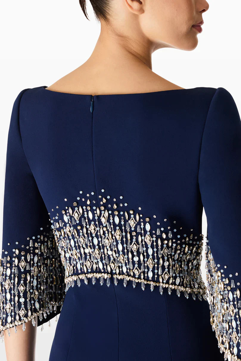 embellished cape sleeve column dress – ELECTRA