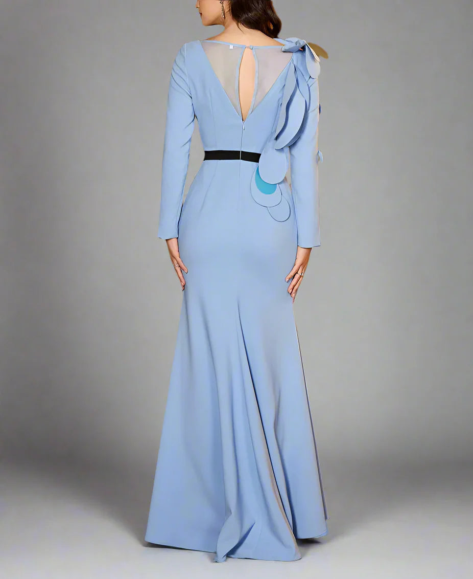 applique detail gown with sculpted shoulder – Farein